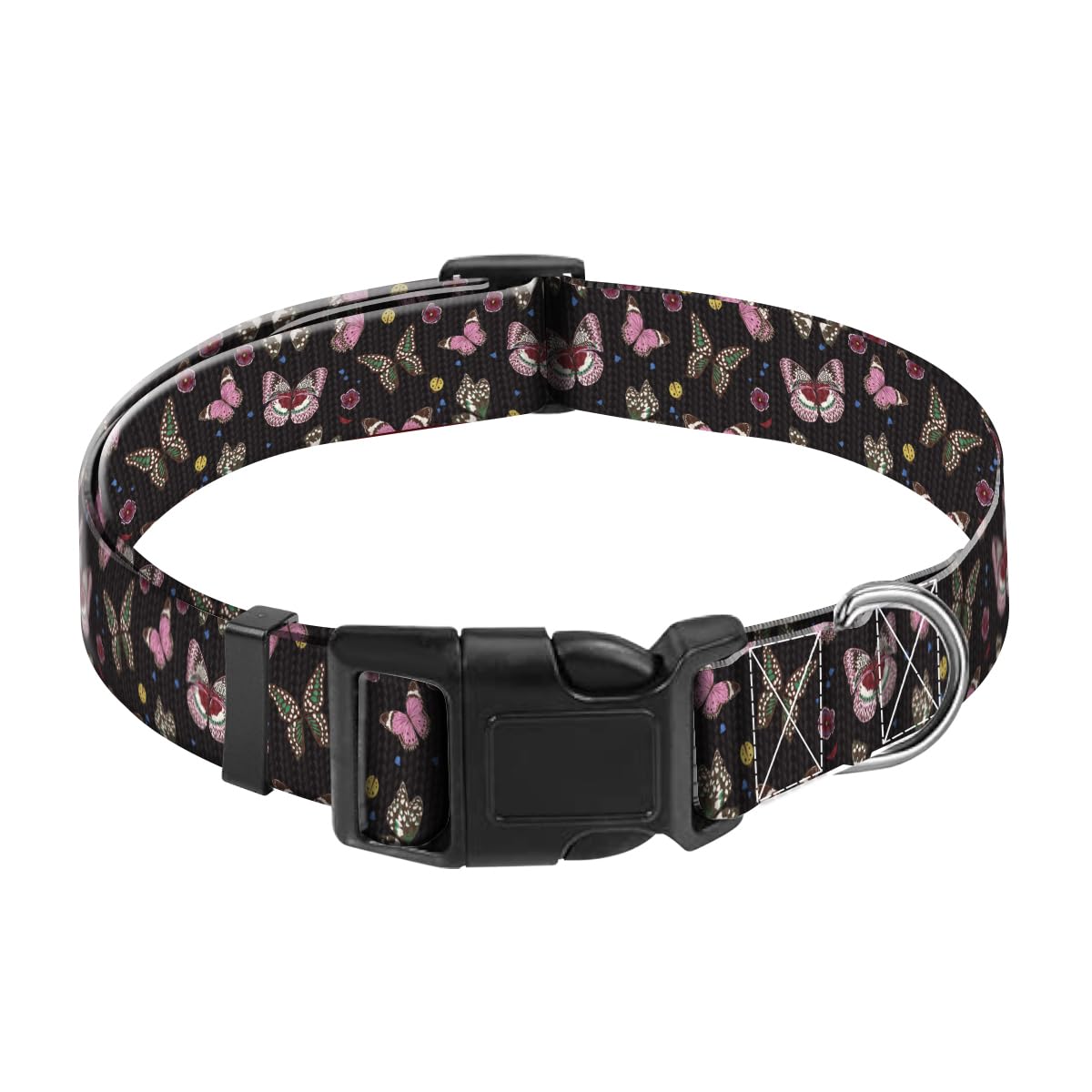 JYCardPKT Dog Collar, Adjustable Funny Pet Collar with Quick Release Durable Buckle, Cute Collars for Medium Large Dogs, Cute Black Butterflies