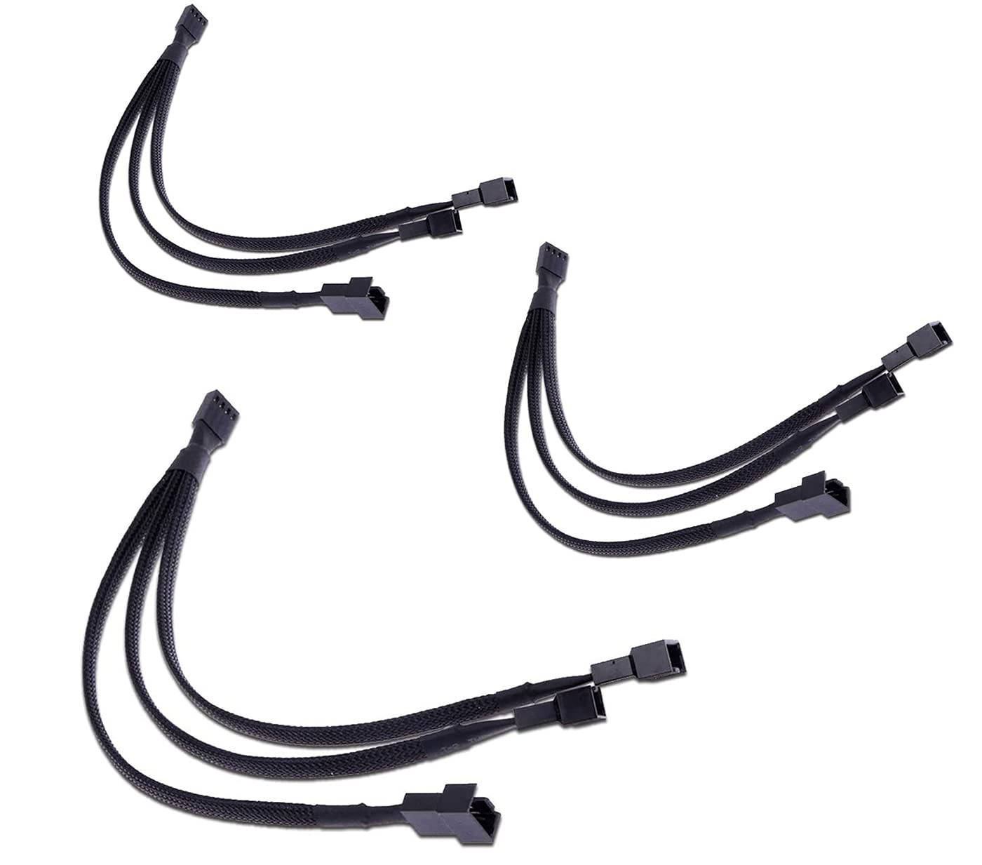 PWM Fan Splitter Adapter Cable Sleeved Braided Y Splitter Computer PC 4 Pin Fan Extension Power Cable 1 to 3 Converter 10 inches (3 Pc Black Y)-image-37