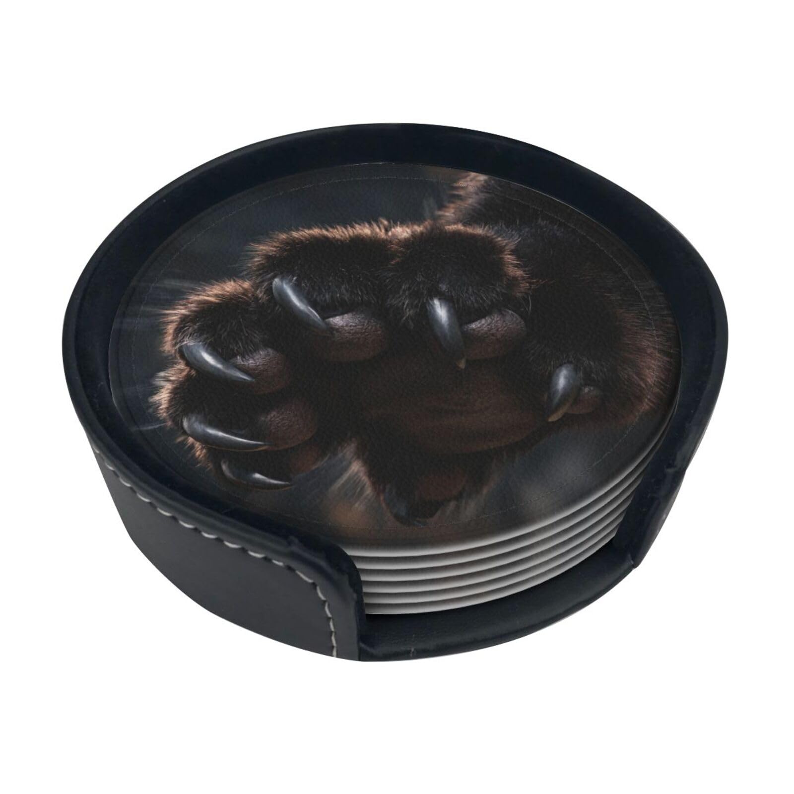 Paw Smash Leather Coasters-Set of 6 with Storage Holder