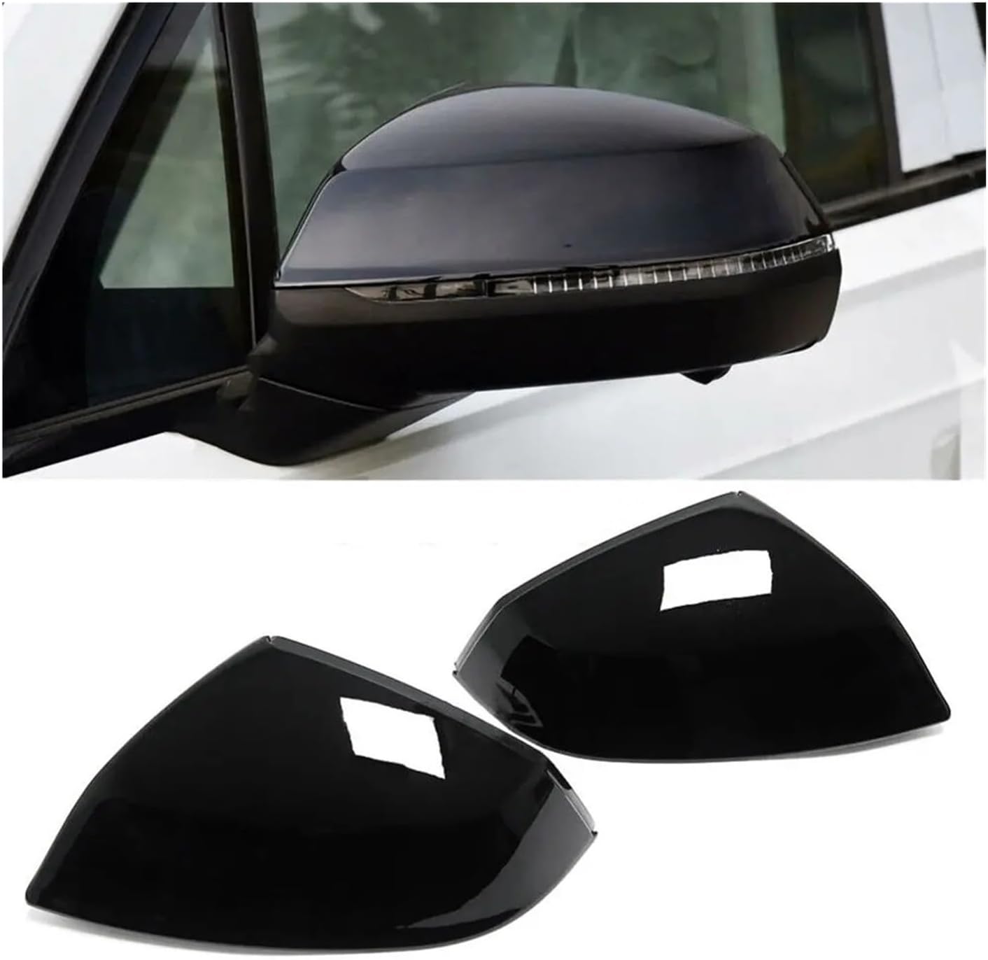 Compatible For Audi Q7 2016-2021 Q5 2019-2021 Car Rearview Replacement Side Mirror Cover Wing Cap Exterior Door Rear View Case Trim Black