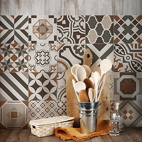 Sticker Mural Carrelage Adhésif Cuisine Salle De Bain - 60 STICKERS CARREAUX DE CIMENT TERRAZZO VITO - 60stickers20x20cm - Maison