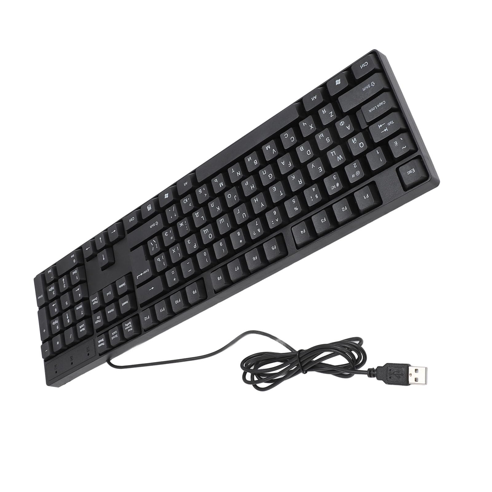 K1800 Keyboard da Gioco Cablato USB 104 Tasti, Lingua di Minoranza, Tastiera Russa, Cavo da 4,9 Piedi, Design Ergonomico per Lo Studio di Ufficio (Russo)