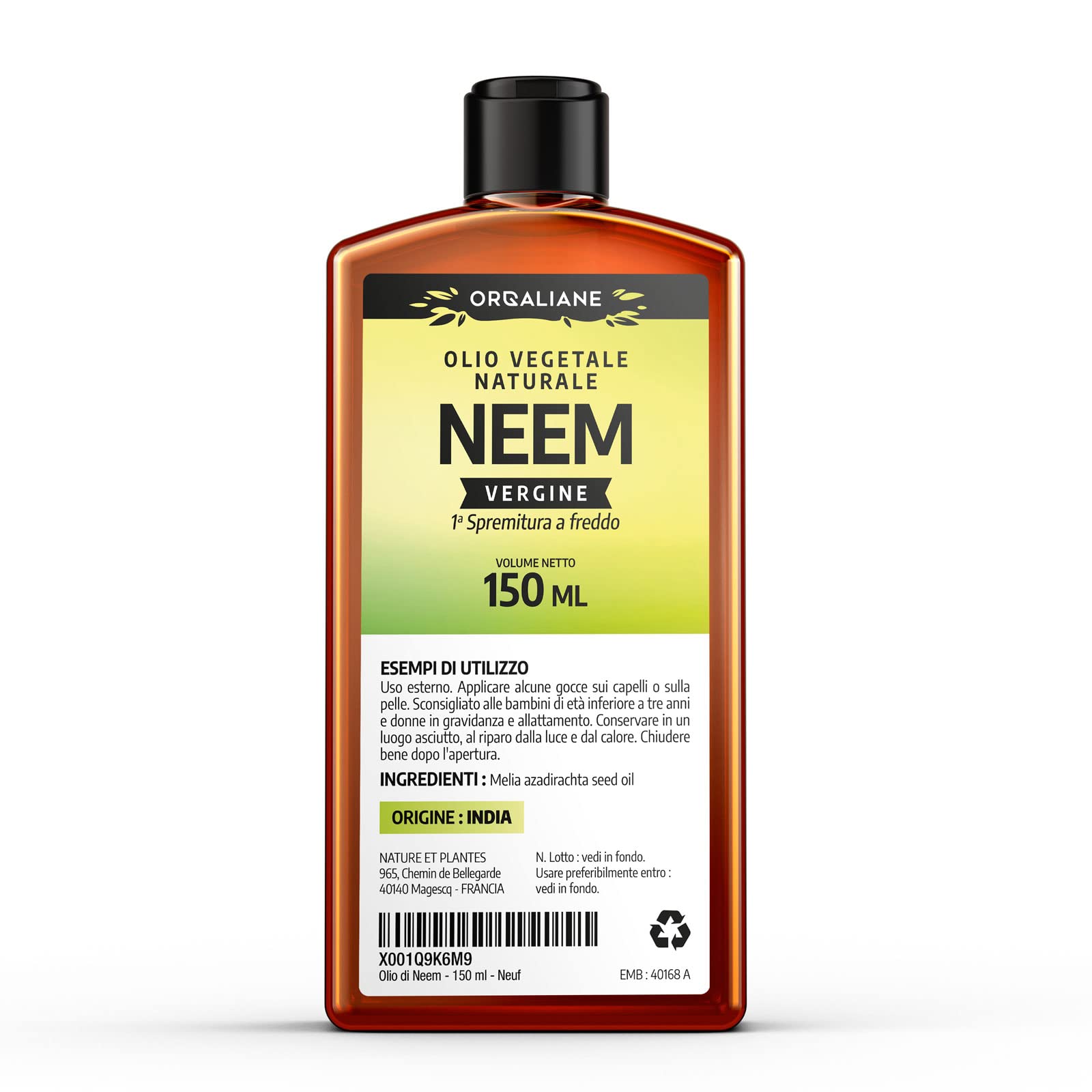 ✅ OLIO DI NEEM 150ML 100% PURO SPREMUTO A FREDDO CELLE PELLE PIANTE NATURALE