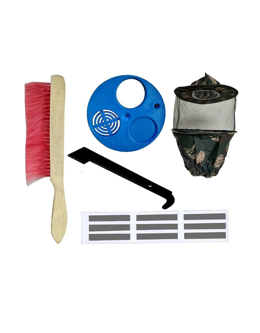 ADSANS Equipment Brush, Plastic Ventilator,Bee Veil Army, Hive Tool J Type, Queen Gate -Combo of 5