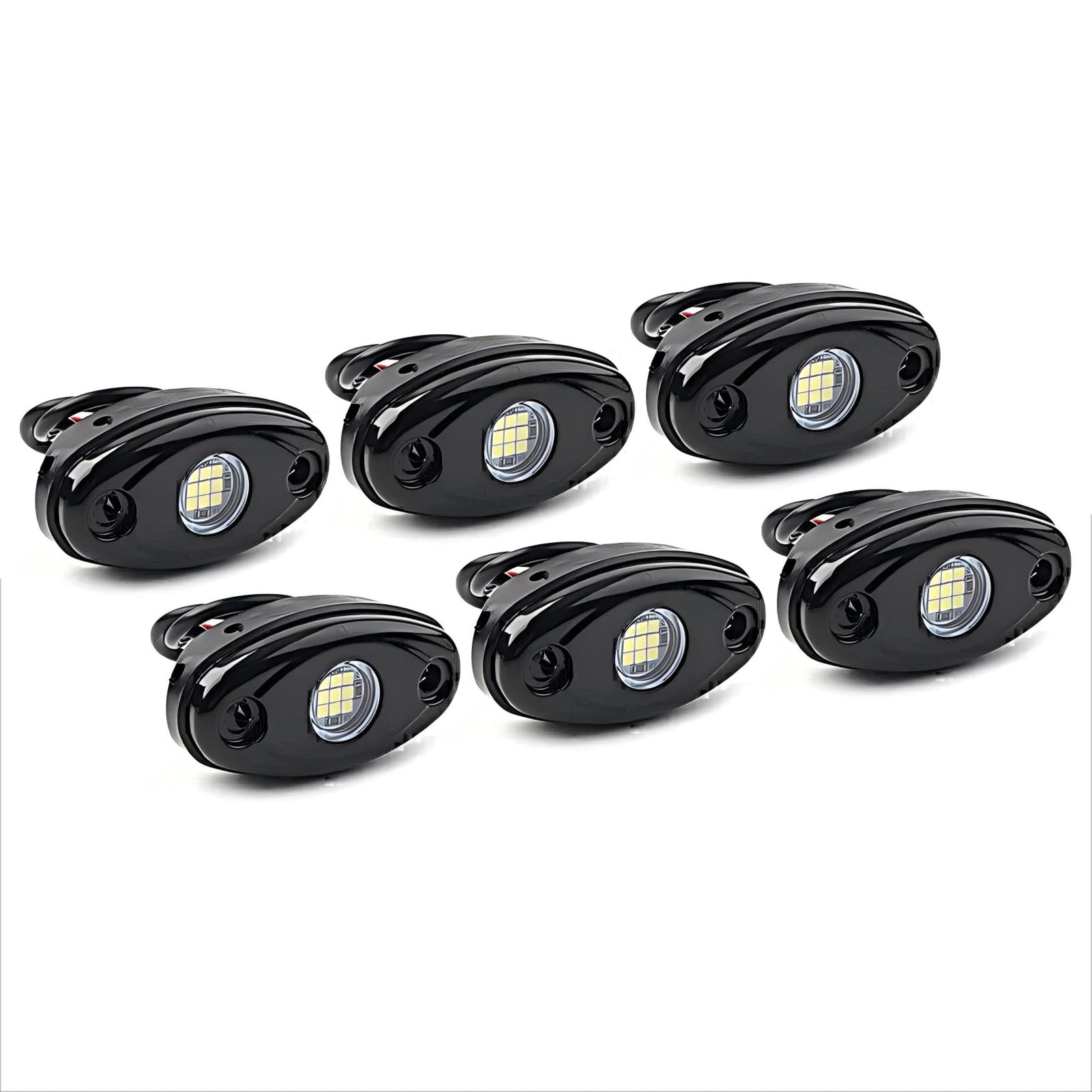 Led rock light,6xbianco luci di roccia,Luce led rock sottoscocca auto neon decorazione Illuminazione,Luci del telaio dell'auto, Impermeabile per rimorchio,camion,bus,suv,atv,utv (6 pods)