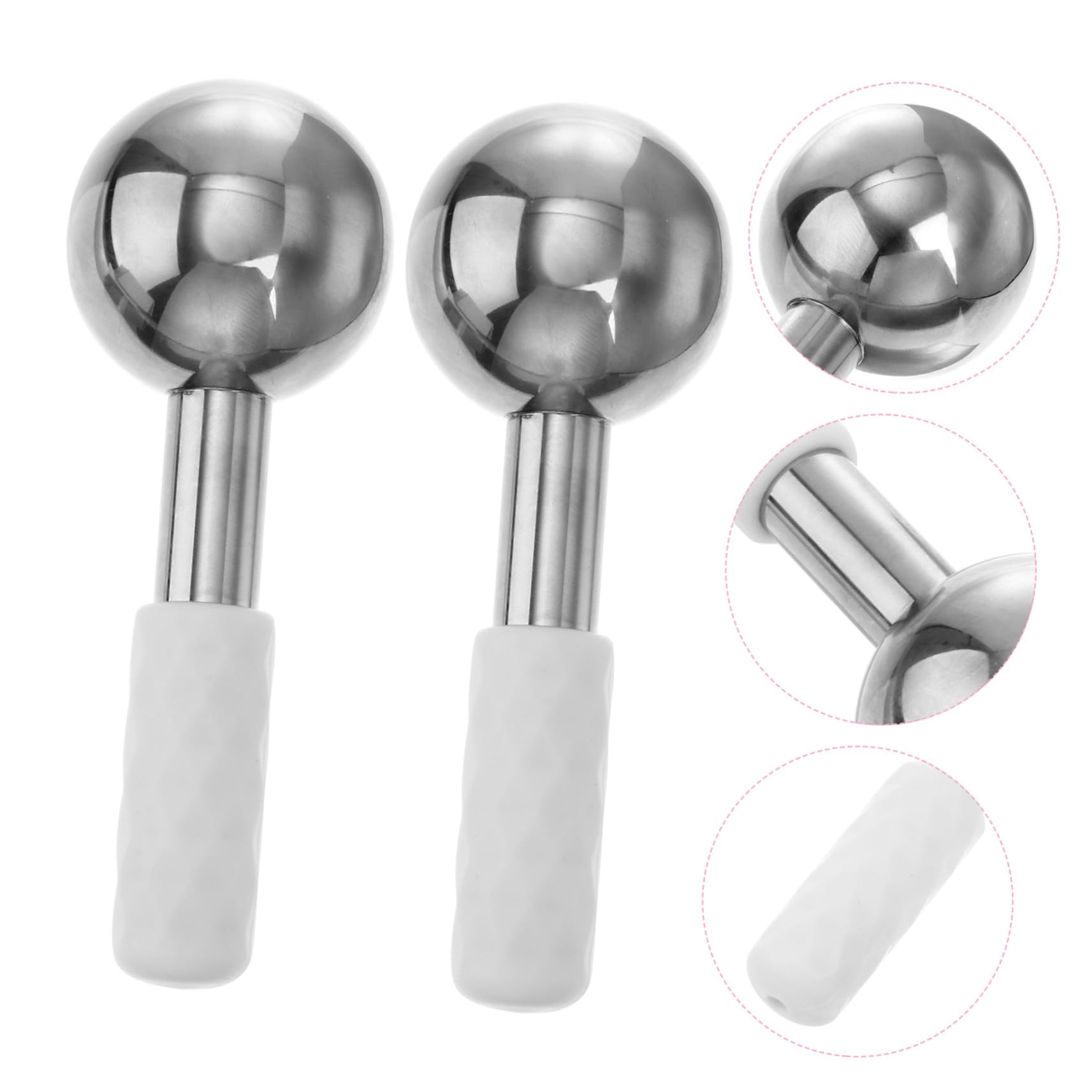 Homoyoyo 2 Globos Faciales de Acero Inoxidable, Masajeador Facial para Ojos y Cuello, Efecto Refrescante Antiedad, 2 Piezas