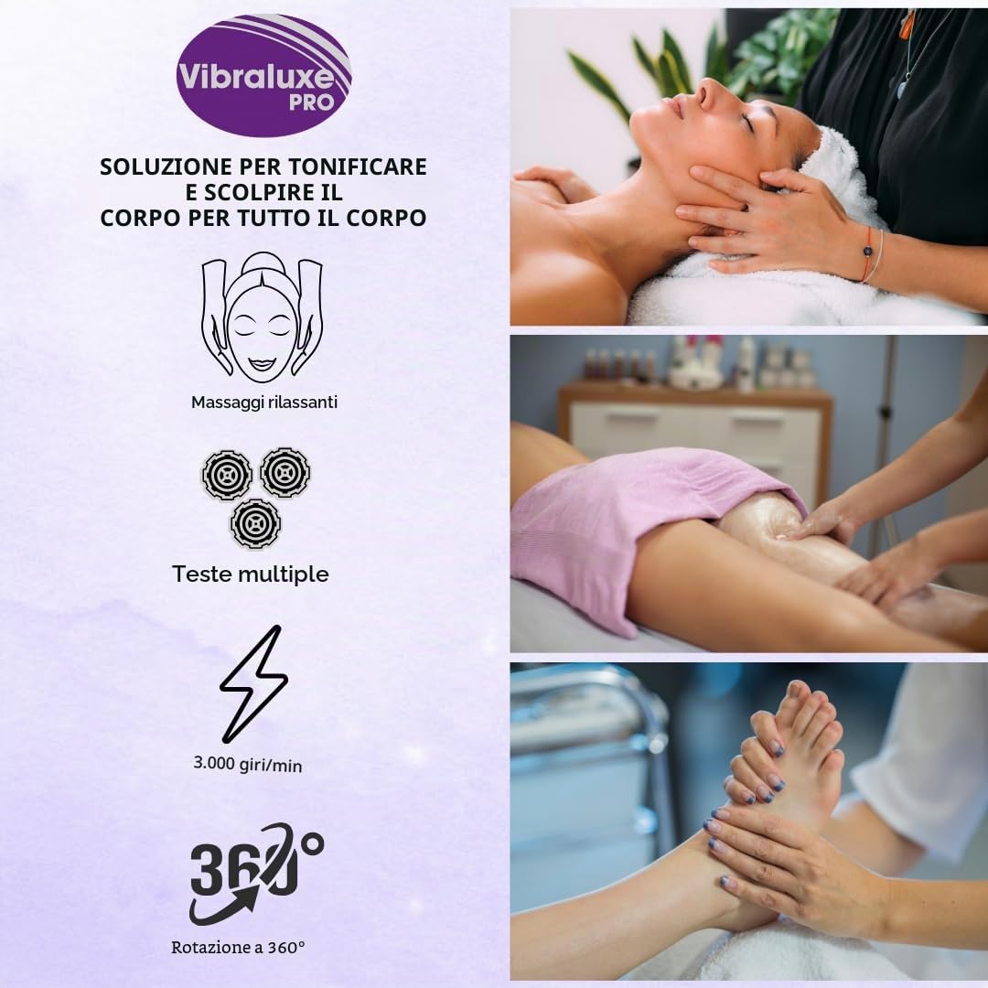 Massaggiatore Anticellulite Elettrico VIBRALUXE PRO (Best Direct Original), Massaggio Anticellulite, Effetto Tonificante, Rassodante Snellente contro Cellulite e Grasso su Glutei, Gambe, Braccia