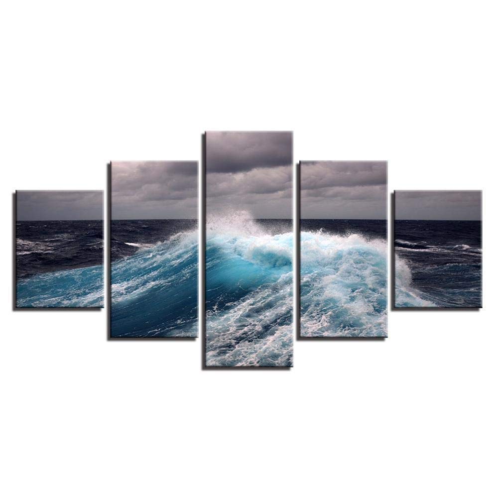 Toile minimaliste moderne haut de gamme représentant la force d'une vague de la mer