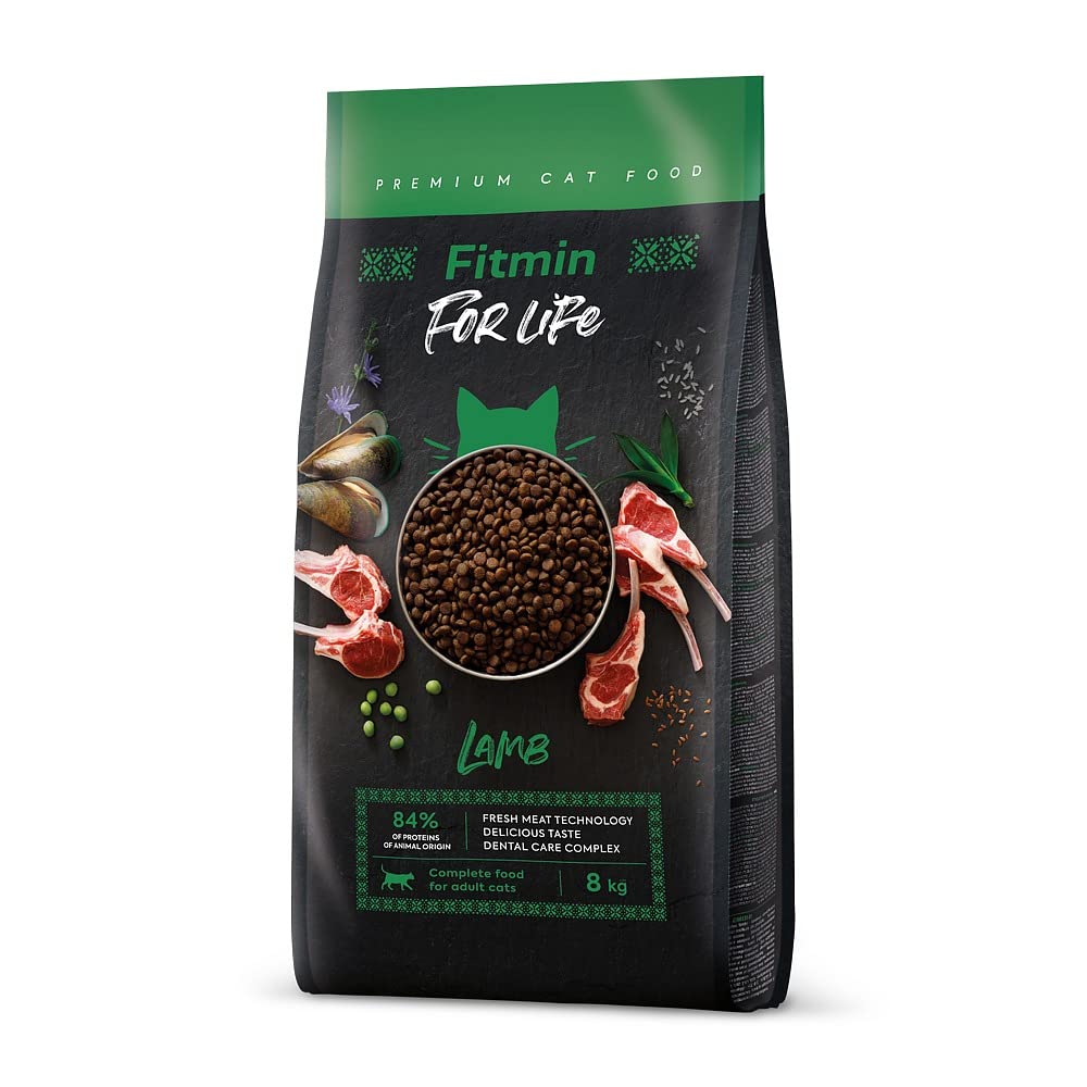 Fitmin for Life Adult Cat - Lamb | Trockenfutter für Katzen | Alleinfutter für kastrierte Erwachsene Katzen | Komplettfutter für Katzen | Neues Rezept | 8 kg