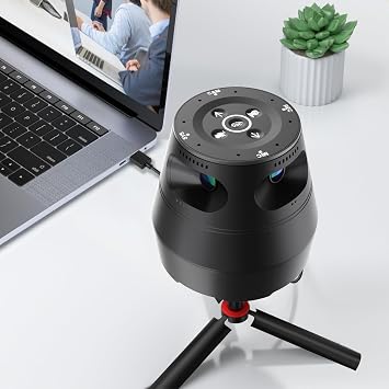 360 Conference Camera, Immersive Video Conference Experience, Both Overall and Speakers Close-up View, Conference Room Webcam 1080P for Small/Mid-Size Rooms, Micro SD Slot Equipped