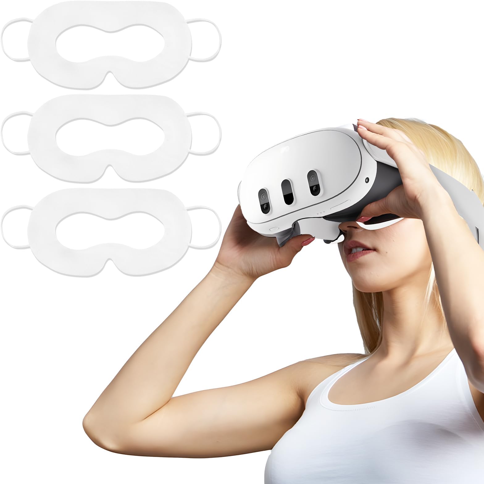 TamBeeVr Face Mask Disposable Meta Quest 2 Face Pad Vision Pro Quest 3 Facial Interface Sweat Guard Compatible with Apple Vision Pro Face Cushion 30 Pcs