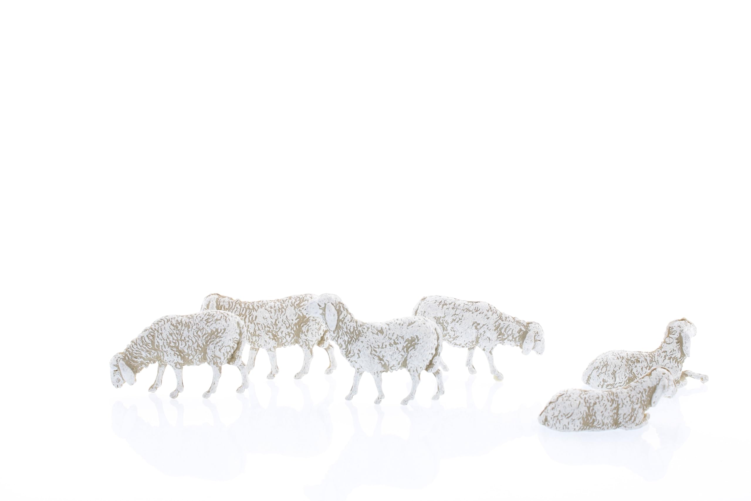 Moranduzzo 6 Ovejas Variadas H. máx 2,7 cm para Belén de 8 cm Escala 1:22 – Standard 8 – Figuras Irrompibles, Pintadas a Mano, Producto Oficial, Escultor M. Landi