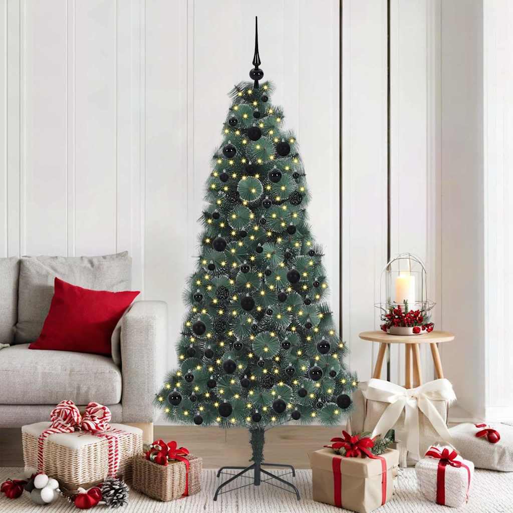 Árbol de Navidad verde con luces LED integradas y soporte resistente para casa