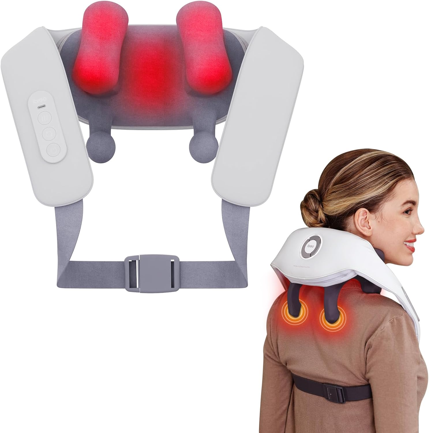 Shiatsu Neck and Back Massagers with Heat, 150 Mins Uses, 4 Modes & Adjustable Massage Head, Electric 3D Deep Tissue Kneadin for Shoulder, Leg, Muscle Soreness, Pain Relief, Relaxation for Women, Men Lavender Gray