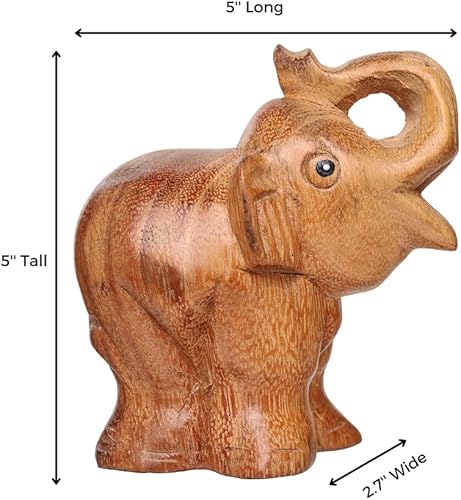 Miniatura 5 de DUONGJAIS BRAND Good Luck - Estatua de madera tallada a mano con animales de madera, escultura, arte decorativo, rústico, decoración del hogar,