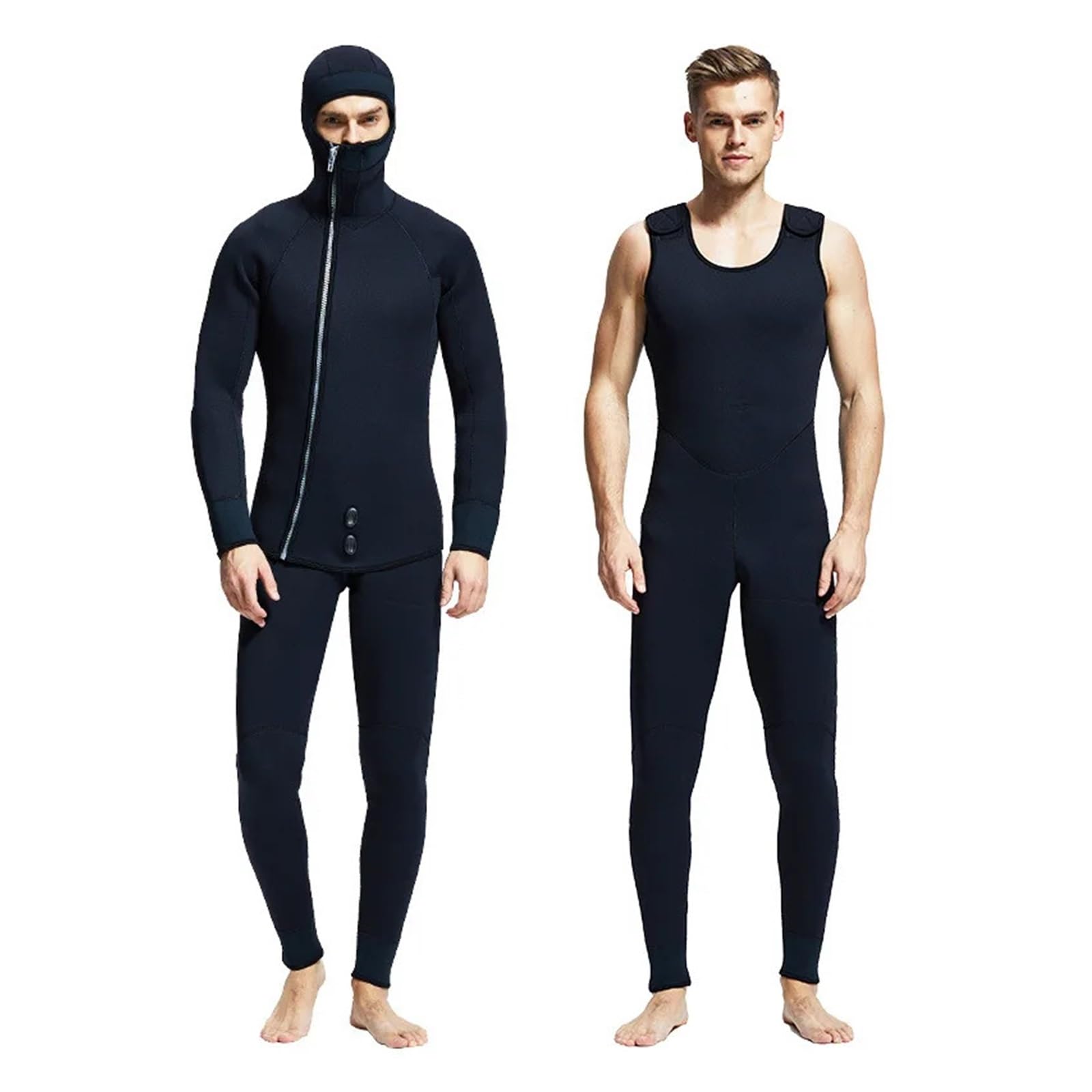 Muta da Snorkeling in Neoprene Fission con Cappuccio a Maniche Lunghe da 7 mm, 2 Pezzi, for Uomo, da Sub, for tenersi al Caldo