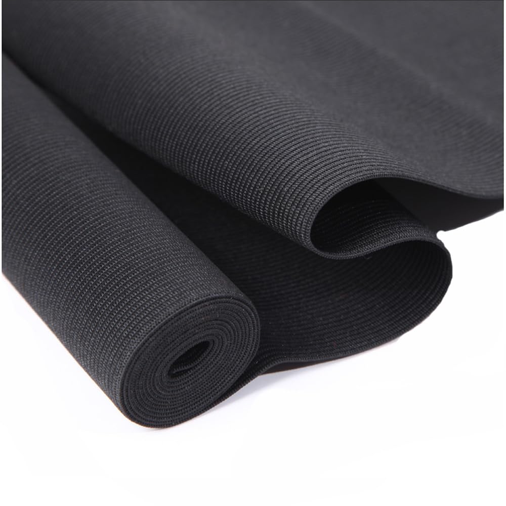 Banda elástica ancha de 15 cm, bandas elásticas planas para coser, cinta elástica pesada, cinta elástica de punto, accesorios de costura de ropa, proyecto de manualidades (negro, 10 m, espesado)