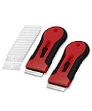 Bates- Razor Blade Scraper Tool, 2 Pack, 30 Extra Stainless Steel Blades, Anti-Slip Ergonomic Handle Design, Razor Scraper Set for Cleaning Window, Paint, Oven, Glass, Stove