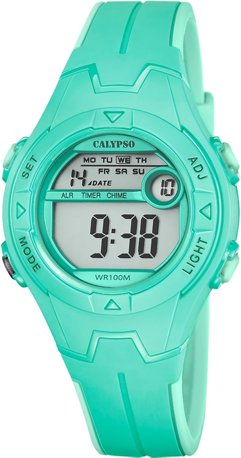 CALYPSO Unisex Watch K5849/3 Junior Collection Rubber Case Multi, green, strip