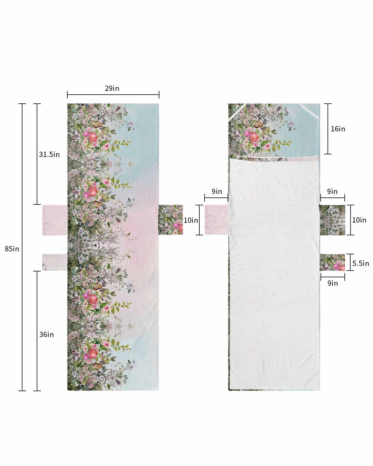 Vintage Spring Floral Beach Lounge Chair Towel Cover, Soft Chaise Lounge Towel with Side Pockets Patio Pool Chairs Cover for Beach/Pool Sunbathing 29x85 Elegant Summer Botanical Flowers