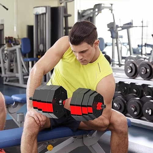 Miniatura 3 de Juego de mancuernas ajustables de 2030406080 libras, juego de mancuernas ajustables no rodantes, juego de mancuernas hexagonales, juego de pesas