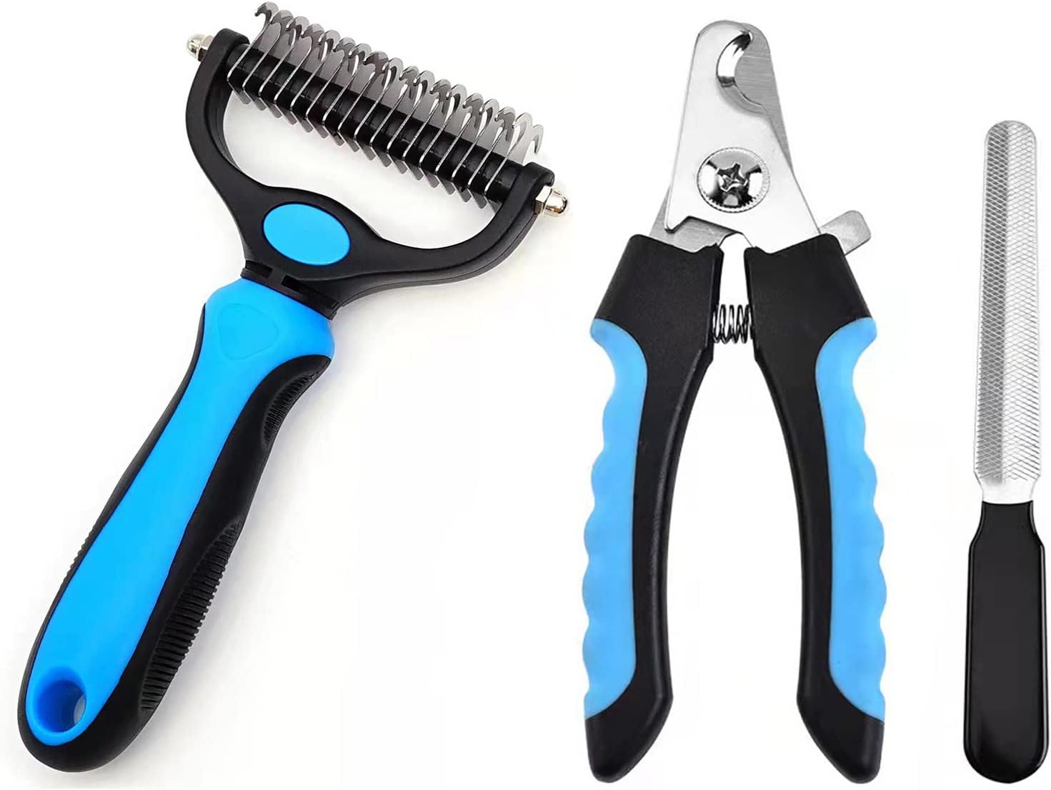 With You6688 Dog Cat Pet Grooming Brush for Shedding and Nail Clipper Trimmers Tool, Double Sided Deshedding Shedding and Dematting Undercoat Rake Comb Brush for Small Medium Large Dogs Cats