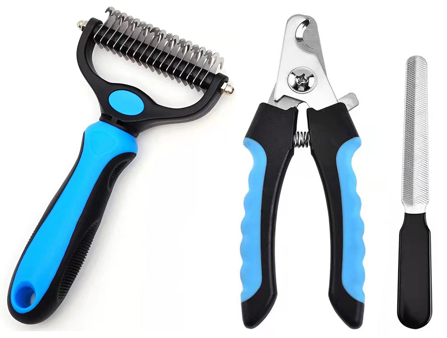 With You6688 Dog Cat Pet Grooming Brush for Shedding and Nail Clipper Trimmers Tool, Double Sided Deshedding Shedding and Dematting Undercoat Rake Comb Brush for Small Medium Large Dogs Cats