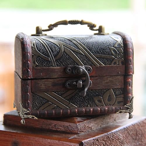 Miniatura 5 de VinBee Caja de madera de latón antiguo, caja de almacenamiento para joyas, 20 unidades, protector de esquina para patas