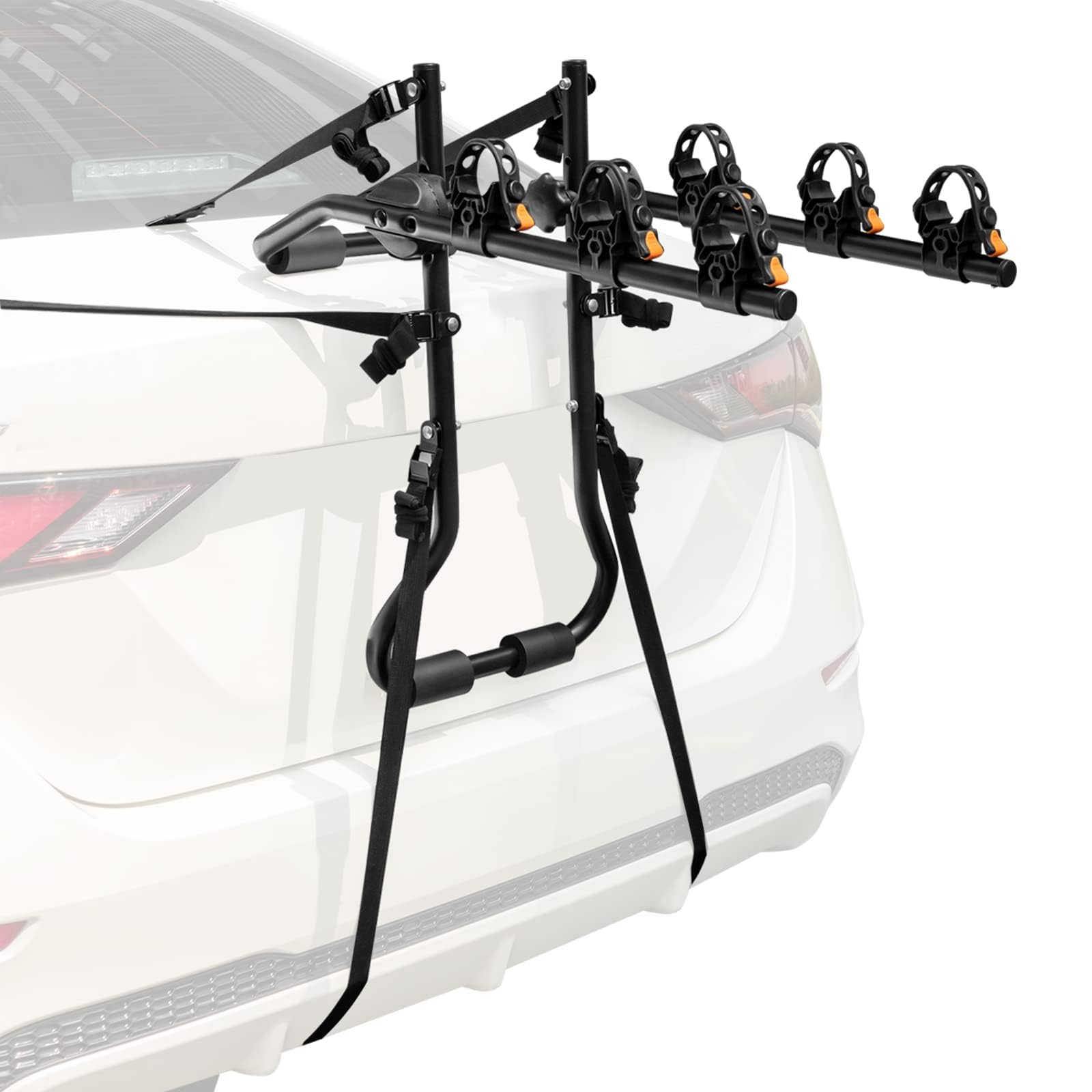 COSTWAY Kofferraum Fahrradträger für 3 Fahrräder, Heckklappenfahrradträger klappbar mit Verstellbarer Länge, Höhe & Winkel, Heckklappenträger bis 45 kg, für Autos, LKWs, SUVs & Minivans