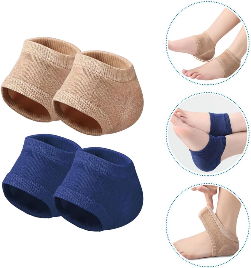 2 Pairs Elastic Heel Socks Cracked Heel Repair Covers Breathable Moisturizing Half Feet Socks for Men and Women at Home and Travel