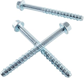 HROMIGRY 5/8" x 4" Zinc Plated Concrete Screws (20 Pack) - Heavy Duty Hex Head Anchor Bolts for Secure Concrete Fastening
