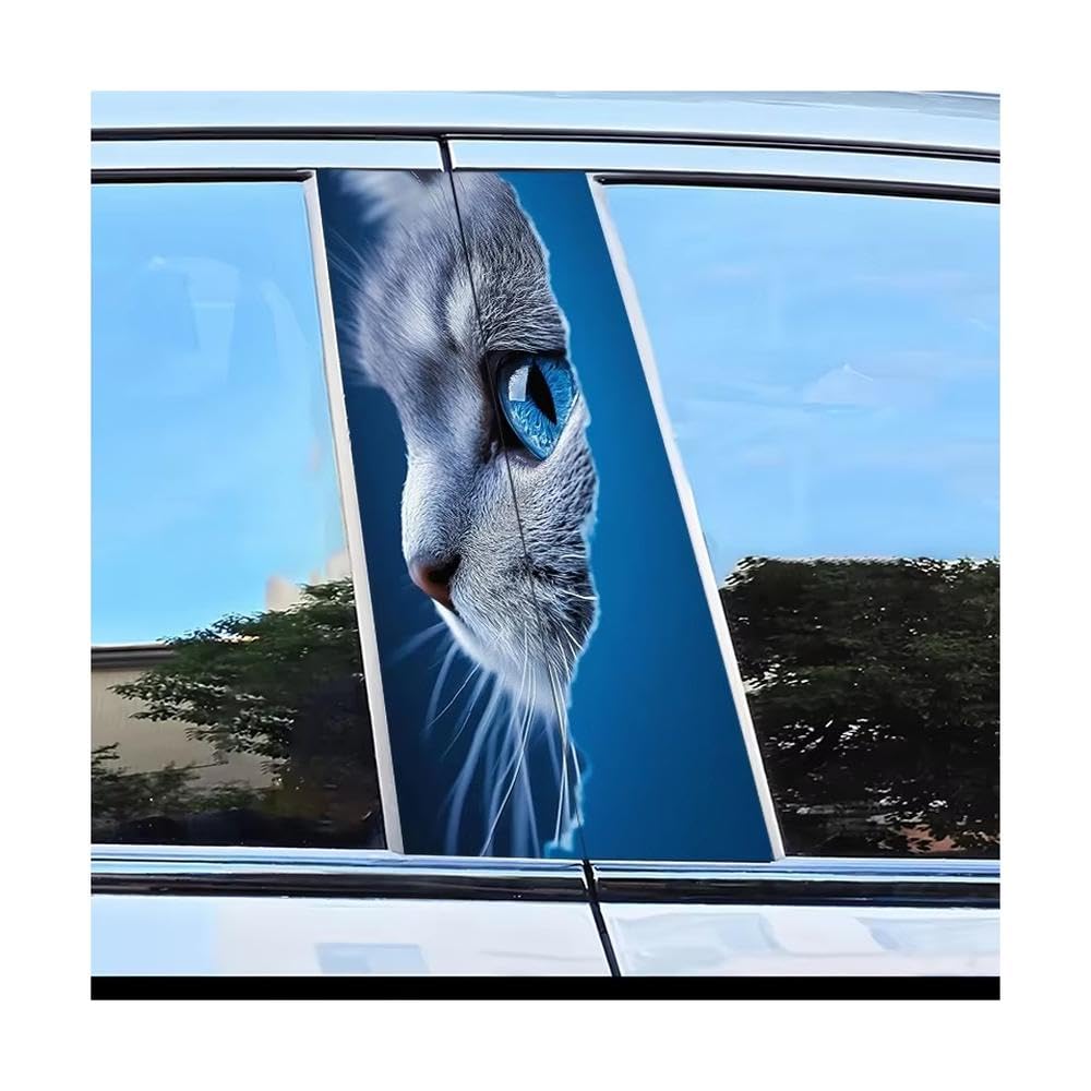 Car B-Pillar Sticker Cat Face Scratch Proof Personalized Film