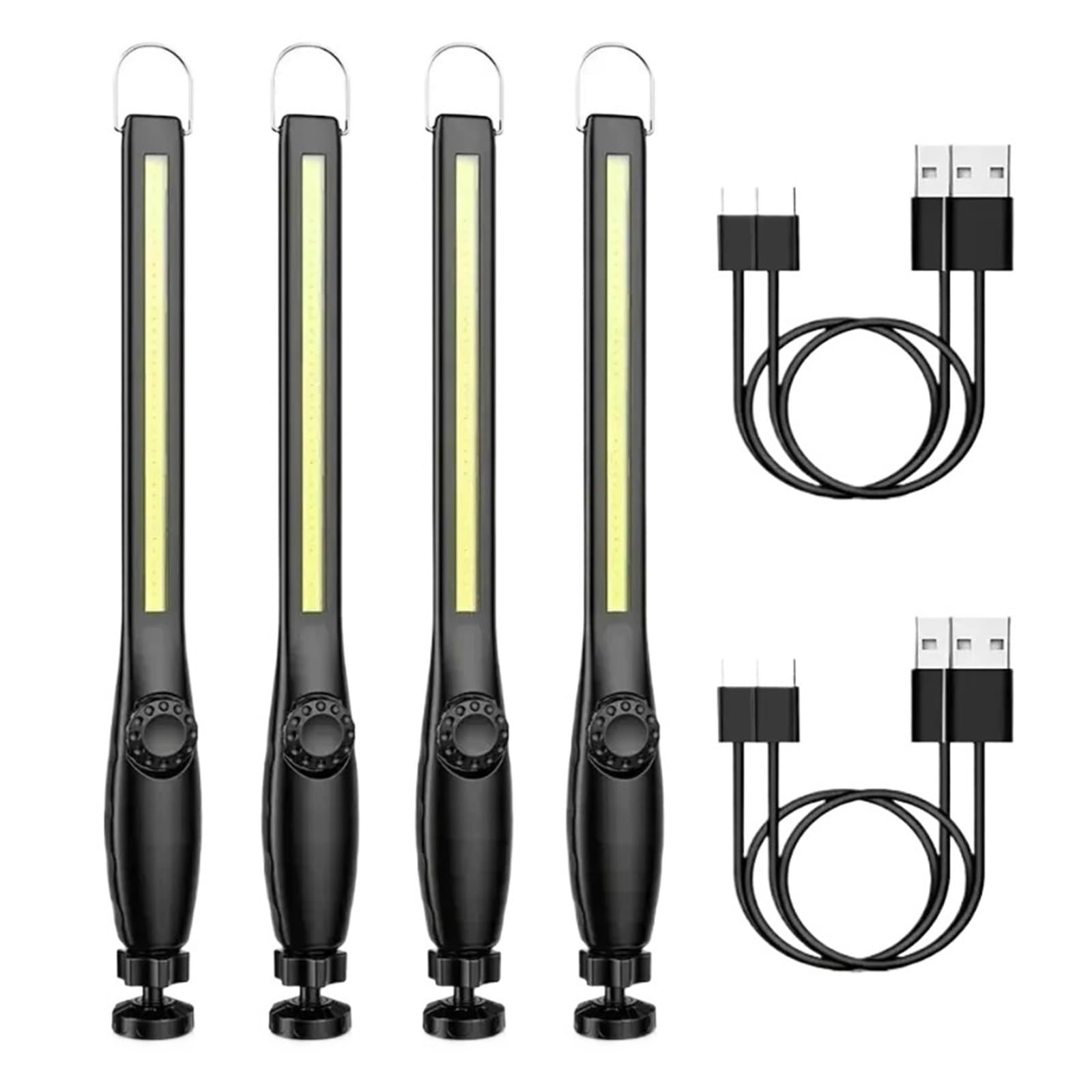 HVSYVVSRL 1/2/4PC LED Flashlight Magnetic Work Light USB Rechargeable Torch Hook Portable Lantern Inspection Camping Car Repair Lamp Brilliant Illumination(4PCS)