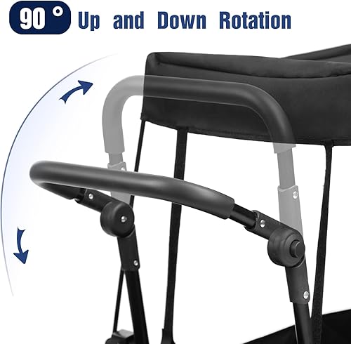 Miniatura 5 de ALIMORDEN Carro de jardín plegable con dosel, carrito de herramientas plegable resistente al aire libre con toldo extraíble y ruedas grandes, color