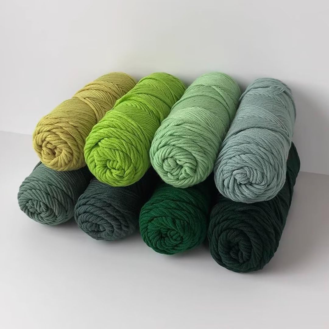 Farbiges Strickgarn, Tufting Punch Needle Häkelgarn, Polyester-Baumwoll-Mischgewebe, 8-fädig, Farbverlauf, Grün, 100 g/200 g(100g ball)