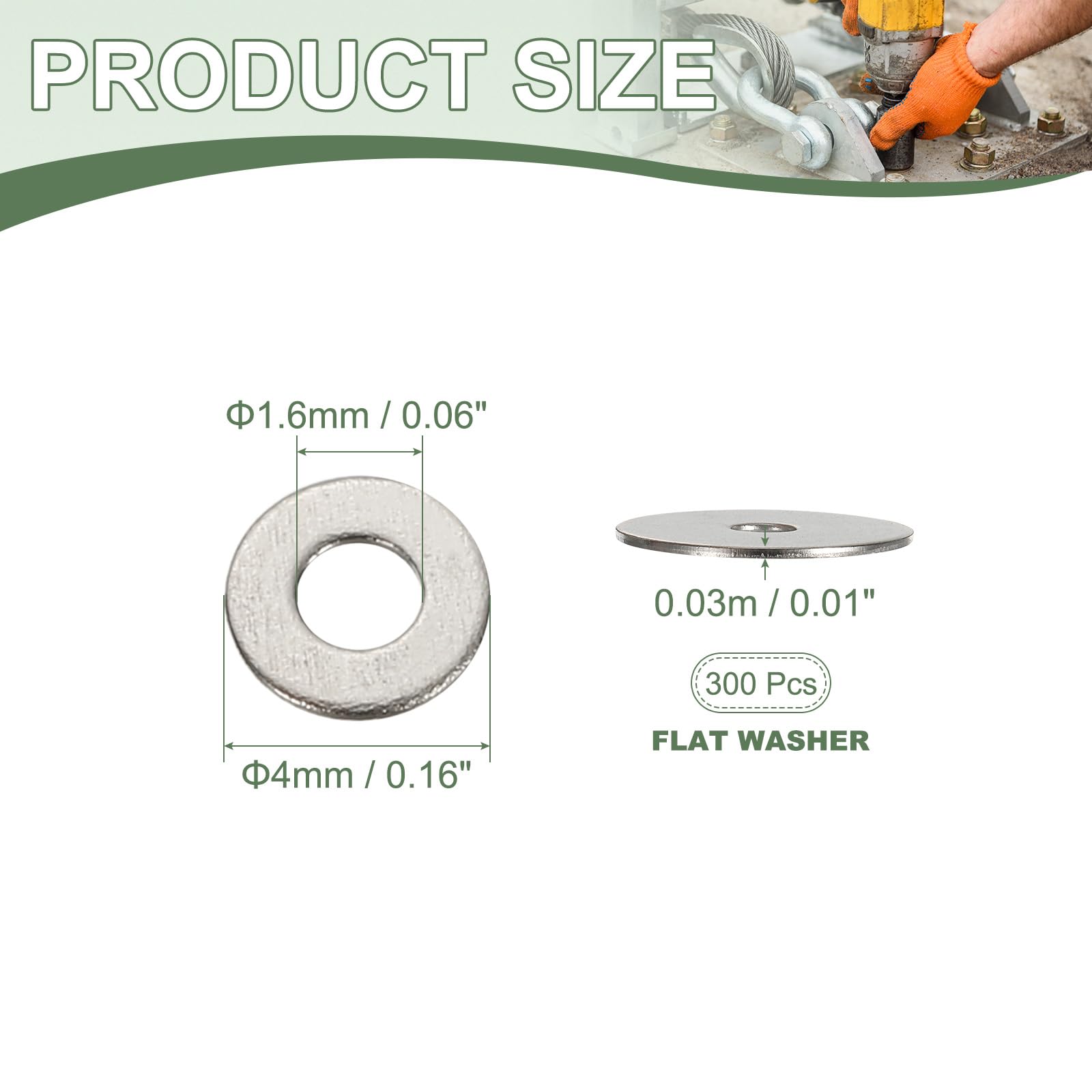 YELARXI Flat Washers, 304 Stainless Steel Hardware Assorted Washer - Image 2