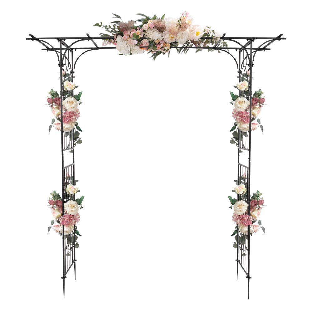 LEADZM Arche en Fer forgé Arche de Cour Arche de Jardin adaptée aux Plantes grimpantes Arrangement de Mariage de pelouse