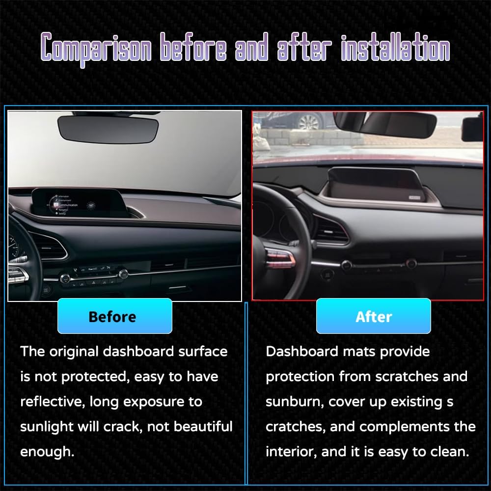 Custom Interior Accessories for Mazda CX-30 CX30 2020 2021 2022 2023 2024 2025 Leather Center Console Cover Dashboard Cover Dash Cover Mat Protecter Sunshade Pad (Without HUD)