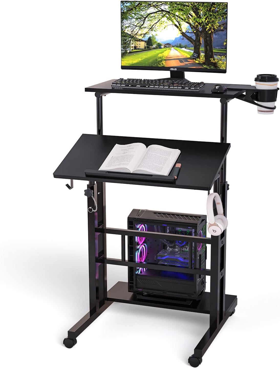 Mobile Standing Desk, Portable Stand Up Desk Small Rolling