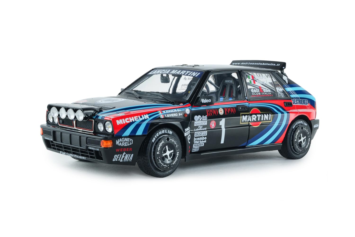 Solido - Lancia Delta HF Integrale M Rally Tribute 1991 1:18 - Modellino Auto Die-Cast da Collezione, in Metallo, Nero, con Base in Plastica, Scatola Finestra