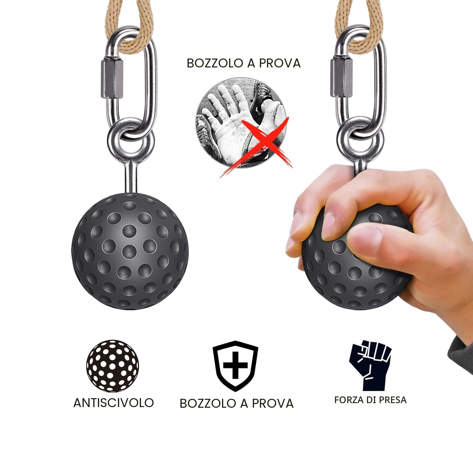 SELEWARE Impugnatura per palla Pull Up, Impugnatura Antiscivolo per Arrampicata su Roccia, Impugnatura per Pull Up per Allenamento di Forza per Chin Up Bar, Kettlebell, Barbell, Palestra di Casa