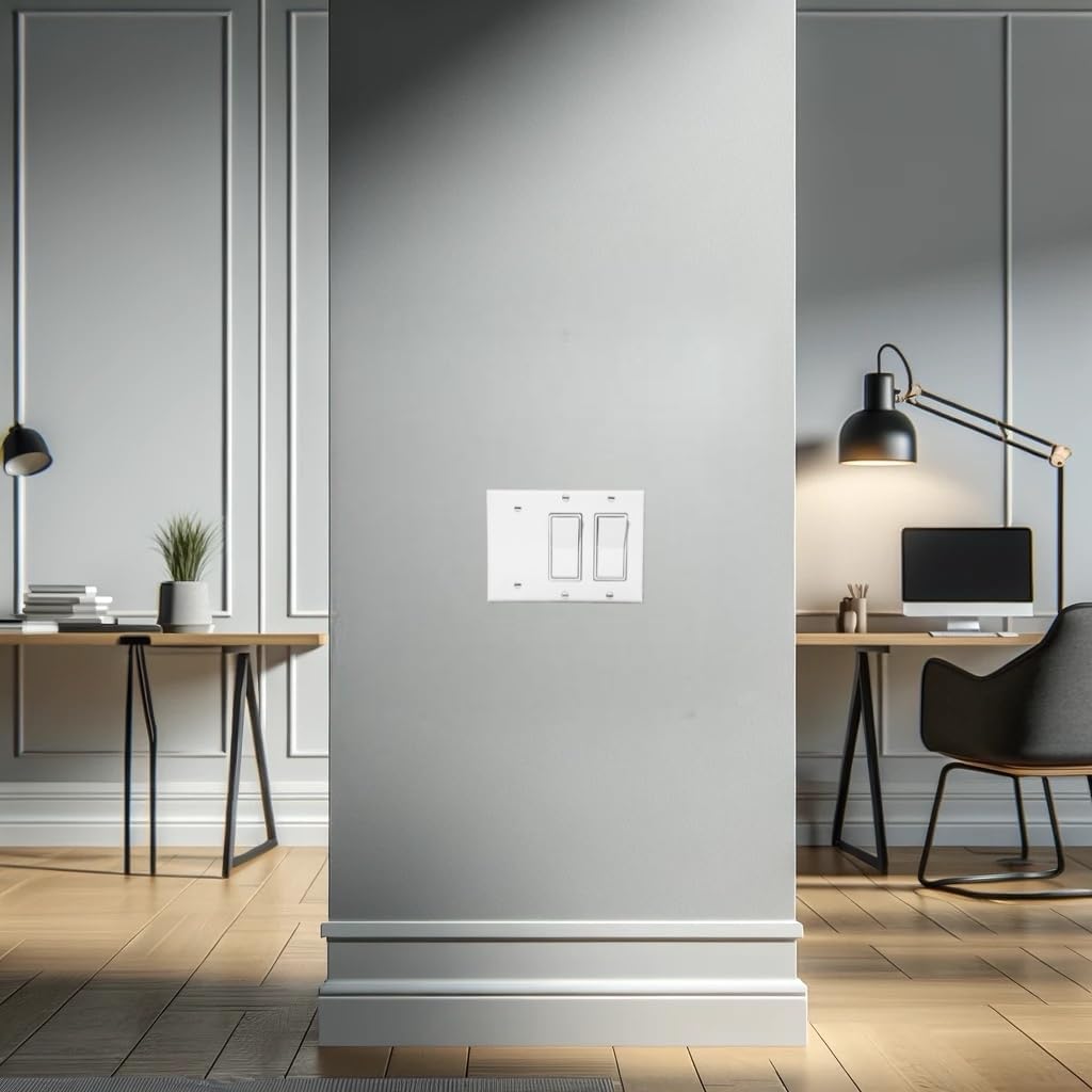 Corla Metal 3-Gang Light Switch Plate White | Conceal & Cover Un-used Switches for Triple Gang Rocker/GFCI Outlet Receptacle (One Blank)