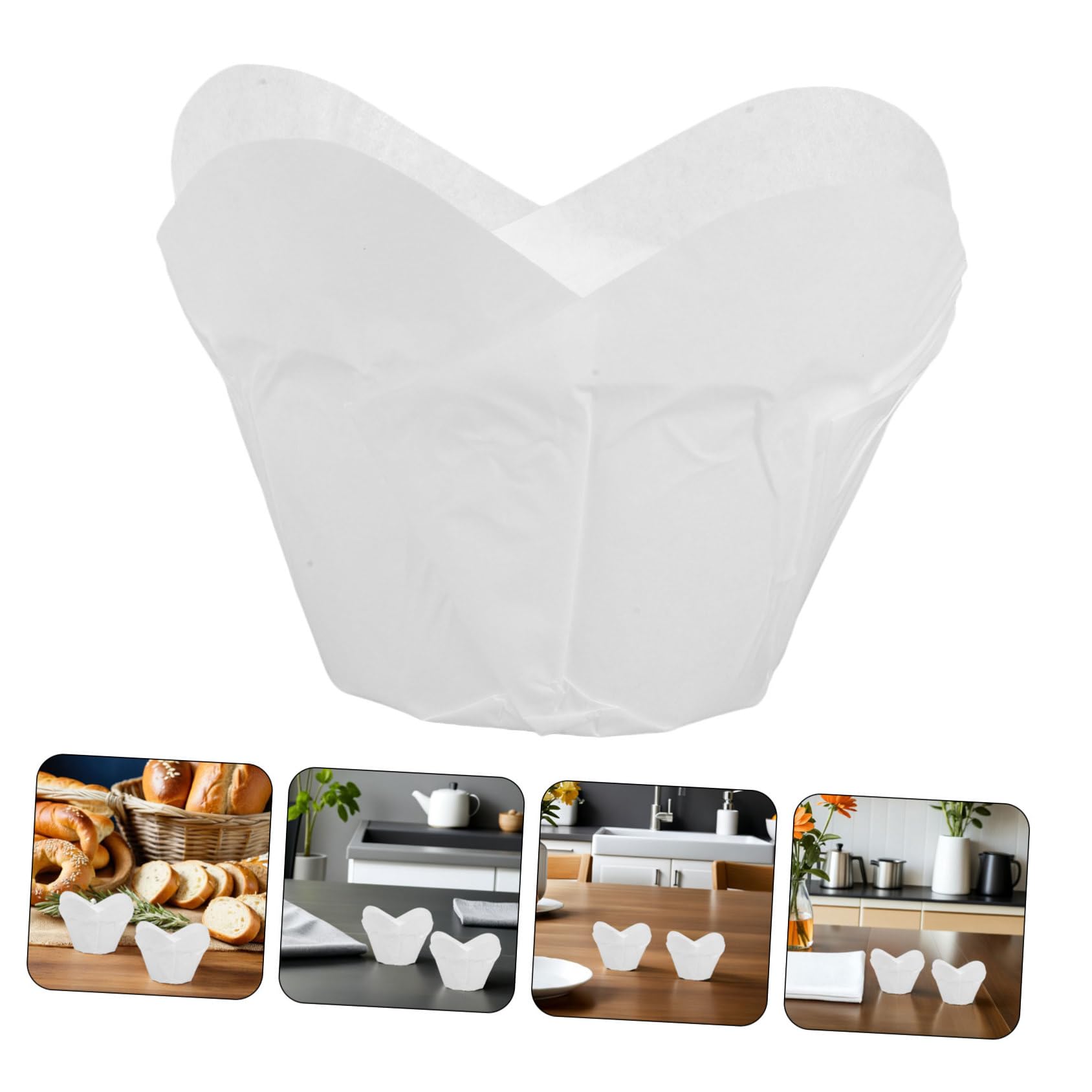 200 Piezas Tulip Muffin Liners Greaseproof Baking Cups Lotus Style Nonstick Oil-resistant Standard Paper Wrappers For Cupcakes Desserts Parties