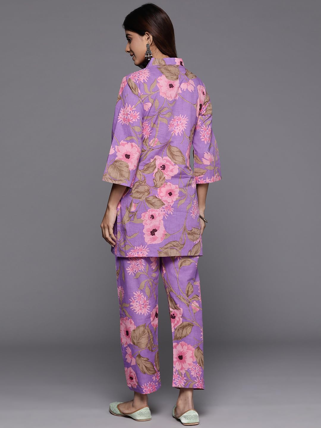 Varanga Women Lavender Floral Printed Cotton Co-Ords