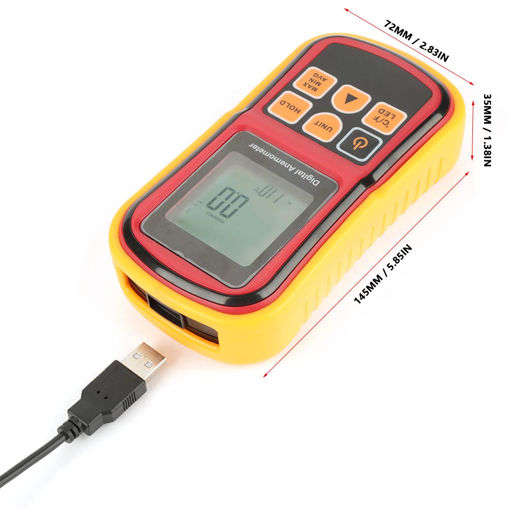 GM8901 ręczny cyfrowy miernik prędkości wiatru LCD anemometr przepływu powietrza z podświetleniem do pomiaru prędkości wiatru, temperatury i chłodzenia