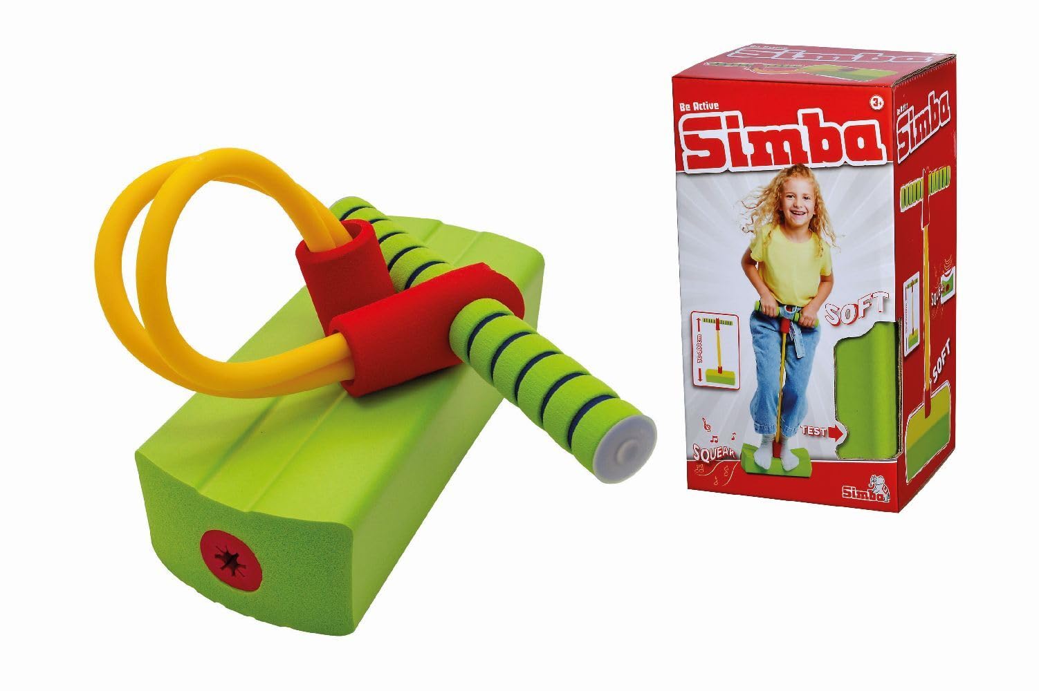 Simba 107306087 - Pogo Jumper, extra weiche Sprungplattform, Springen, Hüpfen, Stelzen, Gartenspielzeug, Outdoor, mit Quietscher, 40-90cm, ab 3 Jahren (Packung mit 2)
