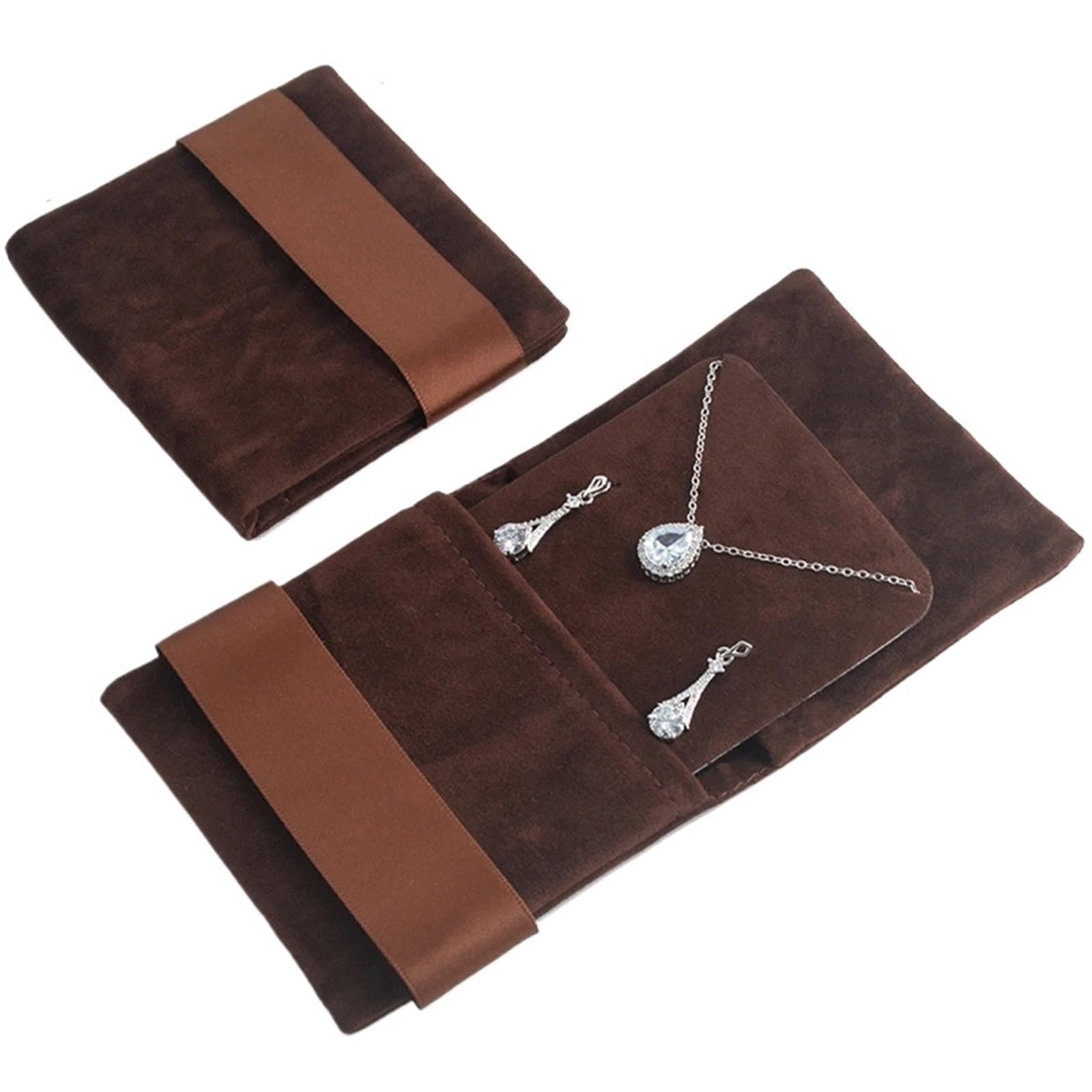 RRYPBOVG Jewelry Storage Bag 5pcs Thicken Velveteen Jewelry Bag Flip Earring Necklace Storage Square Socket Packaging Bags Pouches