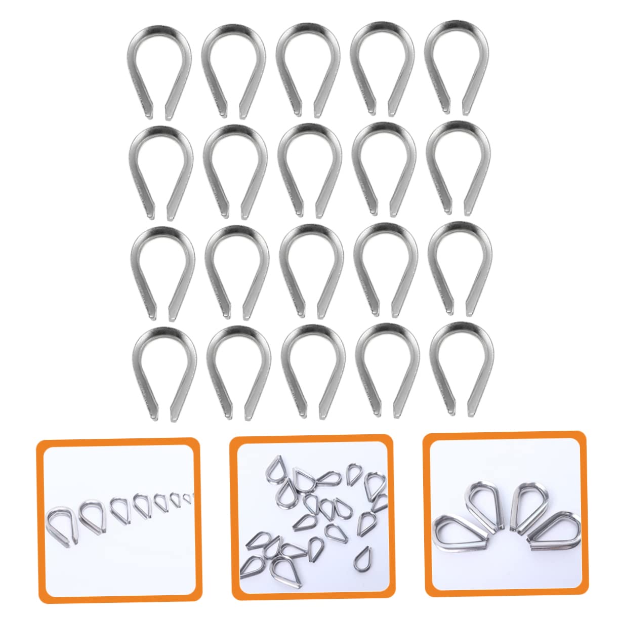 MUSISALY 50pcs Heart Ring Triangular Ring Wire Ferrules Wire Rope Clip Clamp Cable u Clamps Wire Cable Clamp Ring Traffic Light Steel Wire Clamp Rope u Clamp Stainless Steel Silver