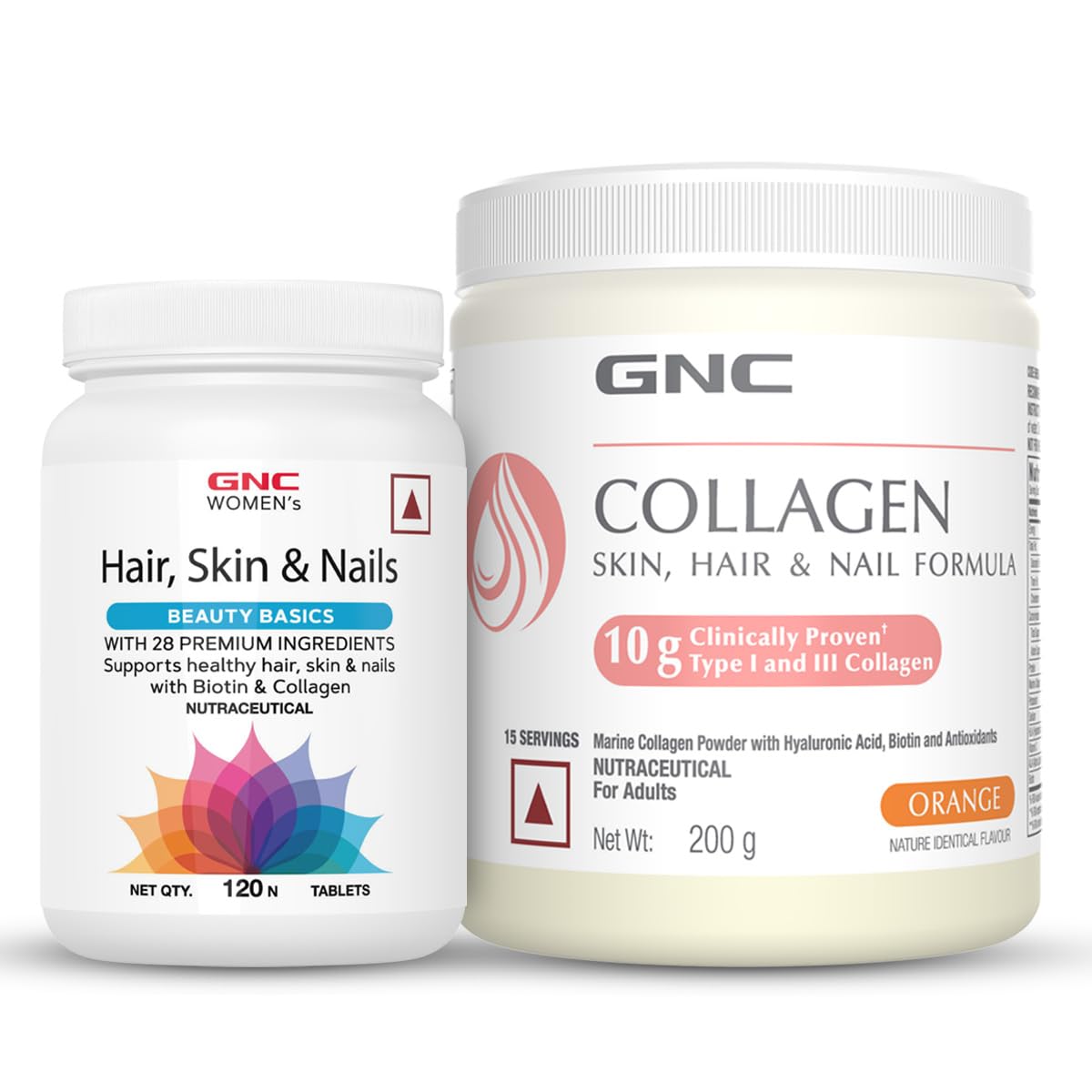 GNC Hair, Nails, & Beauty Combo | Marine Collagen Powder (Orange 200 gm) | Womens Hair, Skin and Nails (120 Tablets) | Reduces Fine Lines & Wrinkles | Strengthens Hair | Prevents Skin Damage (B0CRHNXTHJ) Amazon Price History, Amazon Price Tracker