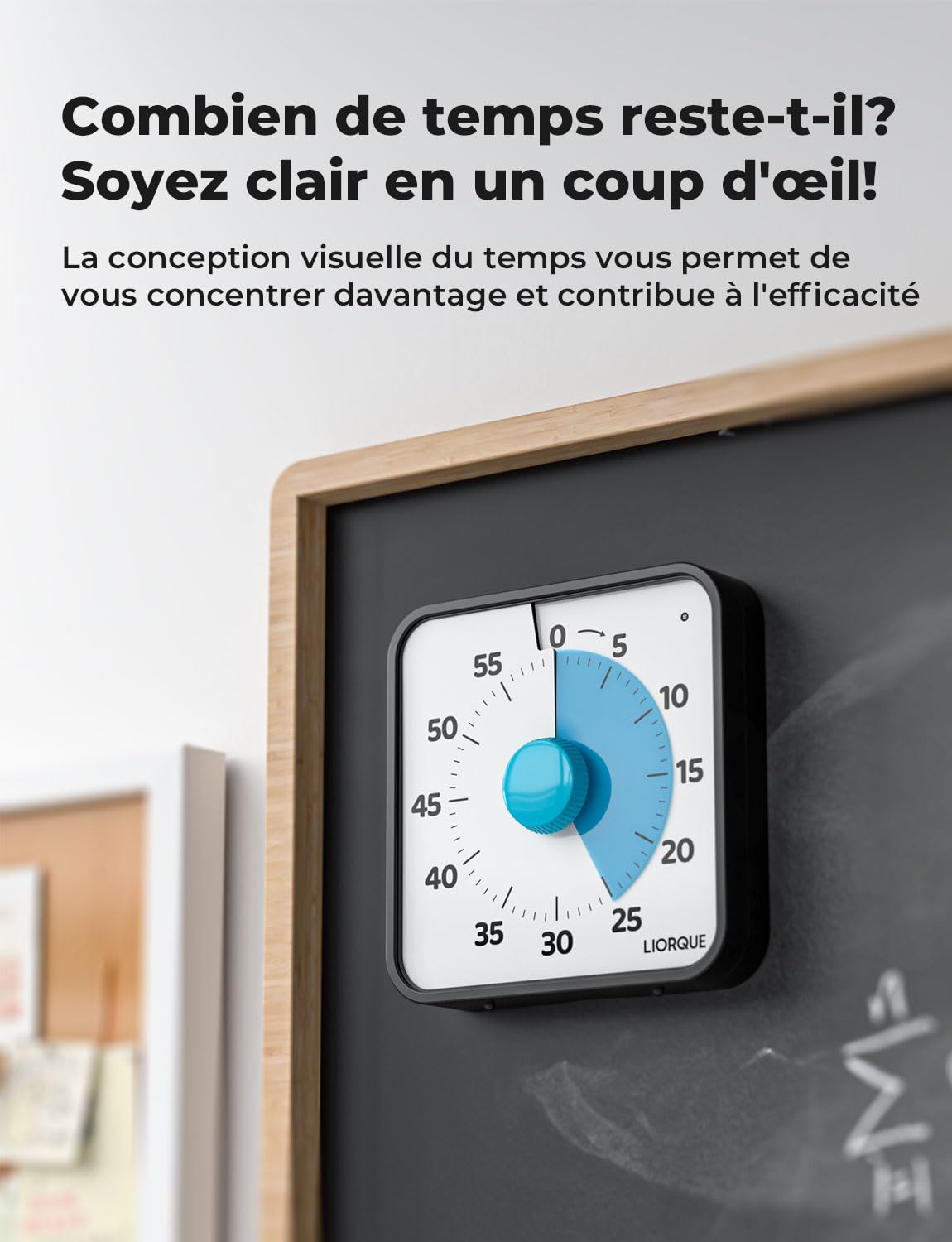 LIORQUE 19cm Grand Minuteur Visuel Timer Classe Aimanté Silencieux 3 Modes Alarme Sonnerie Lumière Vibration